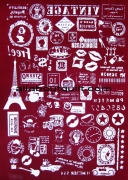 ตัวรีดกำมะหยี่ลาย Travel -  สีแดง